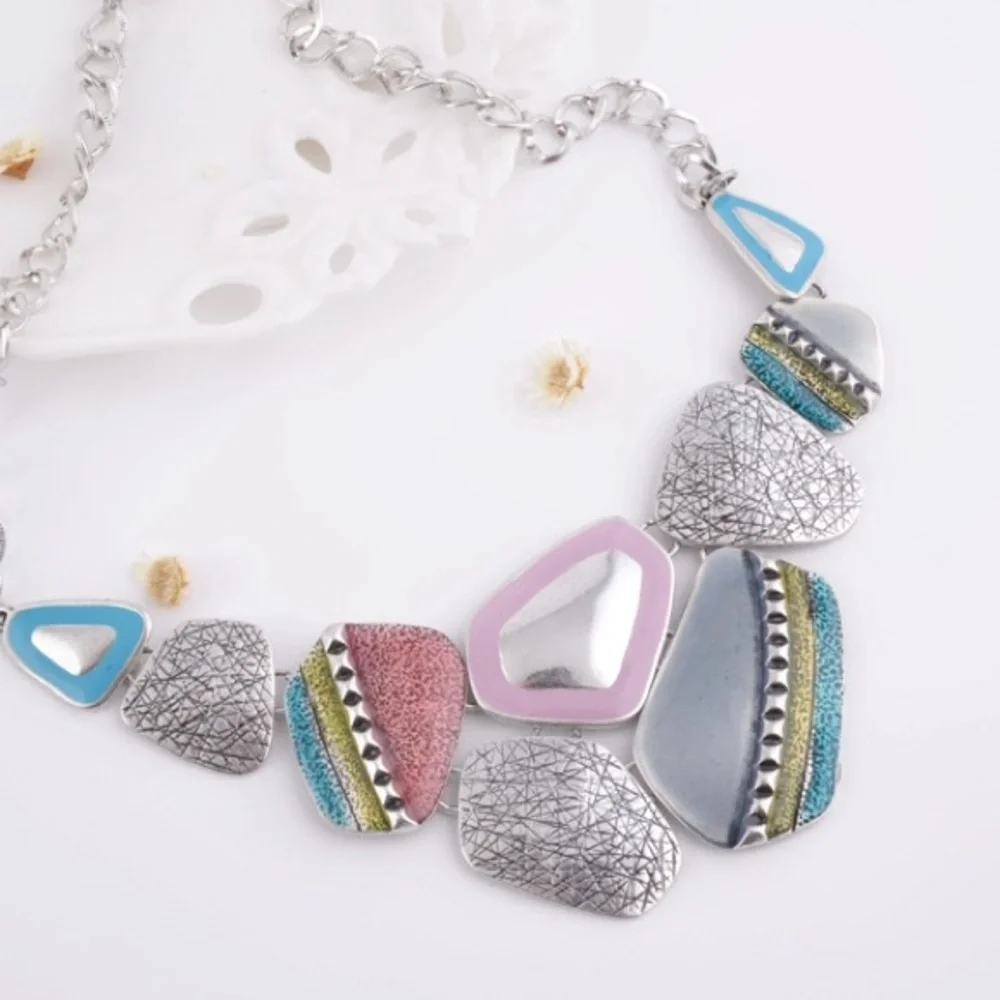 Boho Stone Metal Chain Statement Necklace - Picture 1 of 4